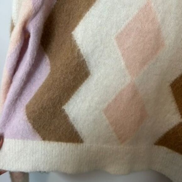 J.crew Womens Pullover Diamond-checked Cropped Crewneck Sweater Size Medium - Picture 13 of 16